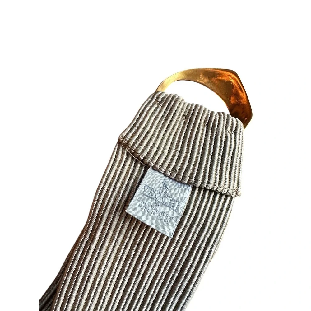 Vintage De Vecchi Italy Beige Stretch‎ Belt w/ Gold-Tone Buckle Size M